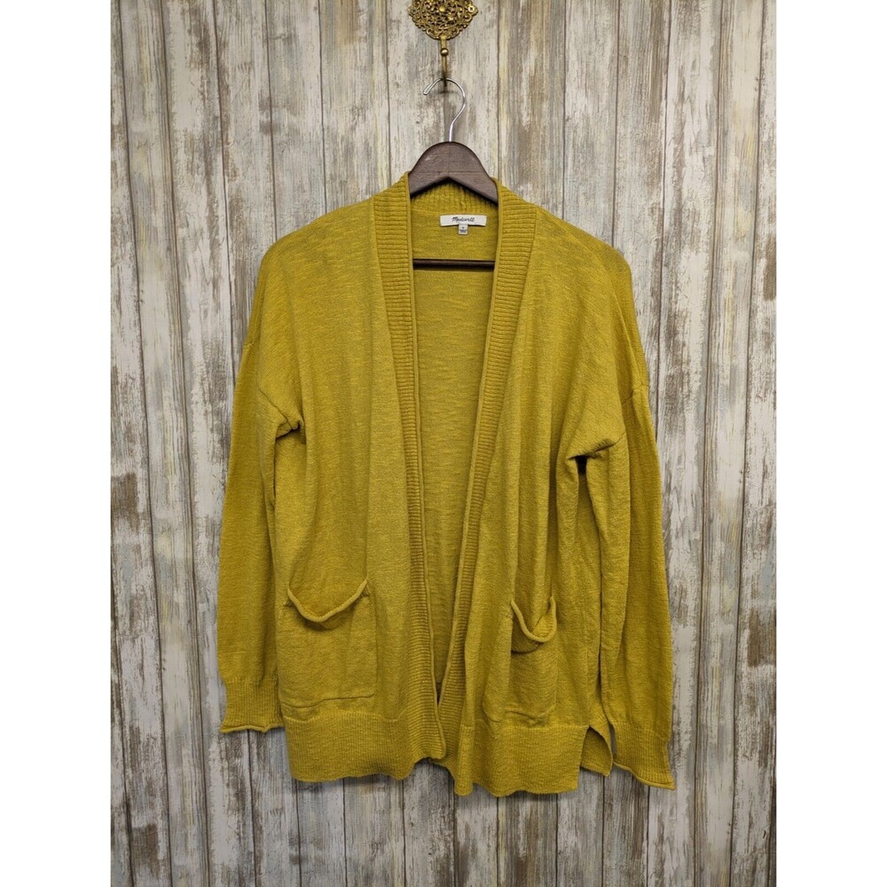 Madewell Woman’s Open Front Lightweight Knit Cardigan Mustard Yellow Size Small